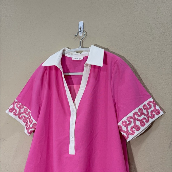 Entro A-Line  Pink  Albus Mini Dress Sz S Women’s Boho Coastal Quiet Luxury EUC - Picture 4 of 13